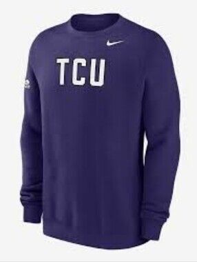 Nike Men Medium Crew Neck Pullover Sweatshirt Fleece Purple TCU Horned Frogs NWT